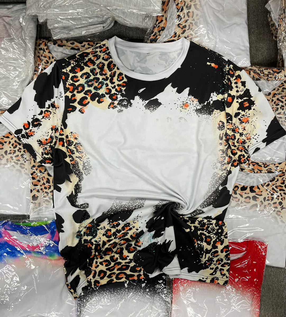Next Play Tees Atlanta Braves Cheetah Leopard Baseball Logo Bleached Sublimated T-Shirt Small
