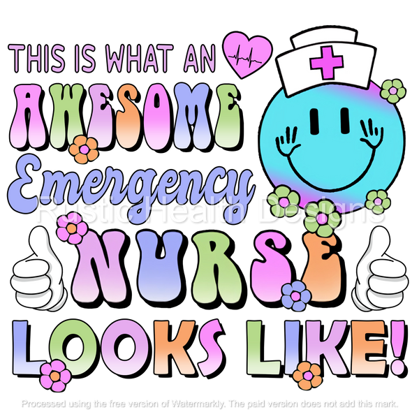 Awesome Emergency Nurse T-Shirt Transfer