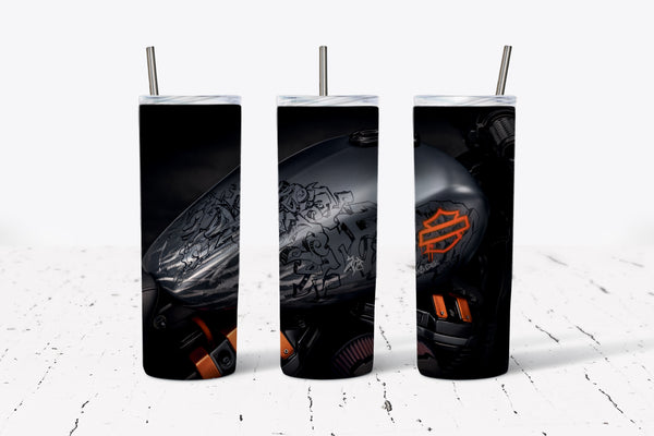 Orange Harley 20oz Straight Tumbler Transfer