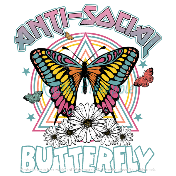 Anti Social Butterfly T-Shirt Transfer