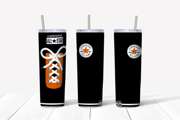 Converse Black and Orange 20oz Straight Tumbler Transfer