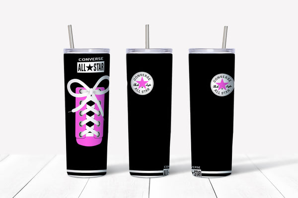 Converse Black and Pink 20oz Straight Tumbler Transfer