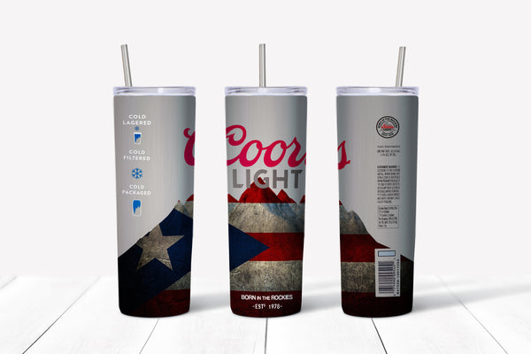 Coors Puerto Rican Flag 20oz Straight Tumbler Transfer