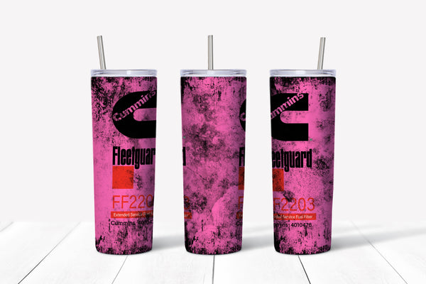 Cummins Pink Grunge 20oz Straight Tumbler Transfer