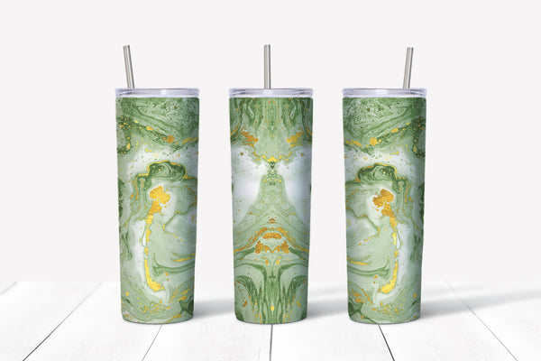 Green and Gold Marble 20oz Straight Tumbler Transfer