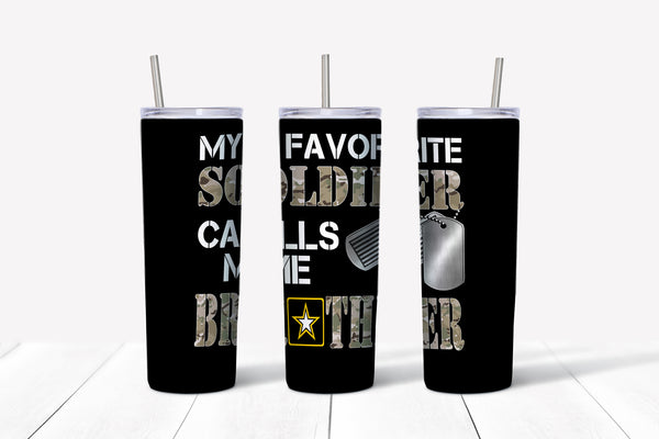 Army Brother 20oz Straight Tumbler Transfer