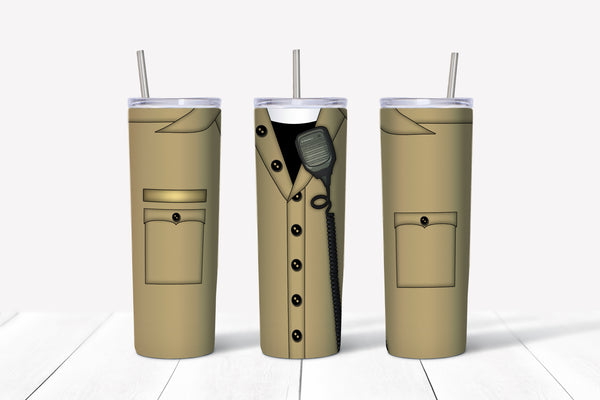 Police Uniform Khaki 20oz Straight Tumbler Transfer