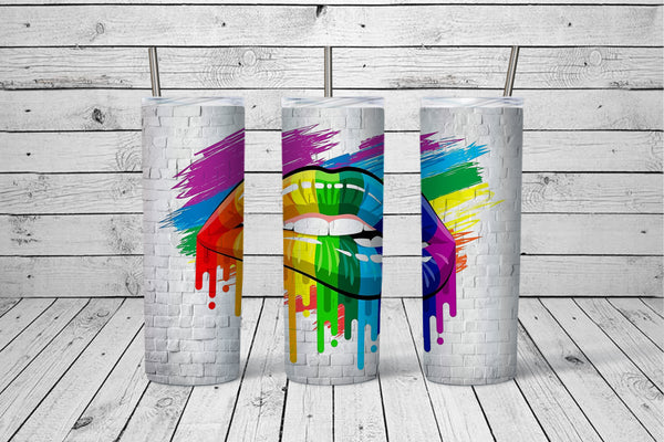 Rainbow Lips 20oz Straight Tumbler Transfer