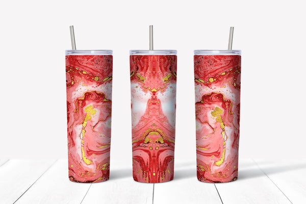 Red and Gold Marble 20oz Straight Tumbler Transfer