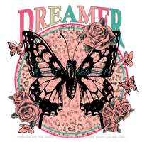 Pink Butterfly Dreamer T-Shirt Transfer